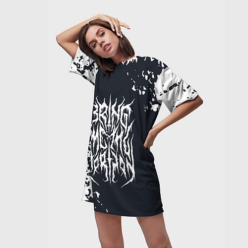 Женская длинная футболка Bring Me the Horizon краска / 3D-принт – фото 3