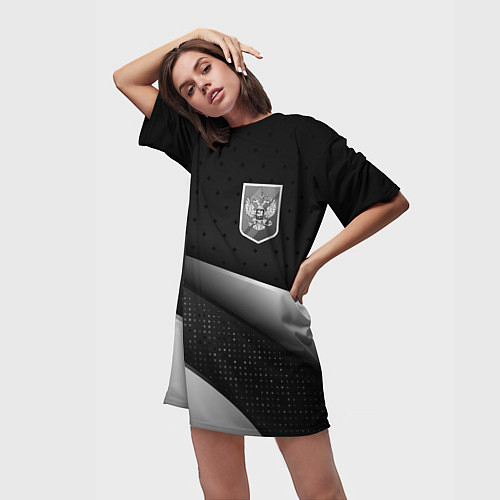 Женская длинная футболка Russia - black & white / 3D-принт – фото 3
