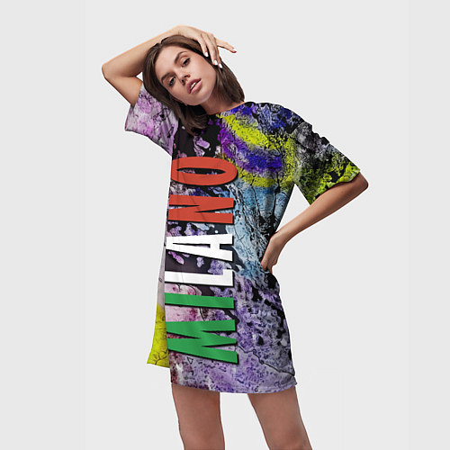 Женская длинная футболка Avant-garde color texture - Milano / 3D-принт – фото 3