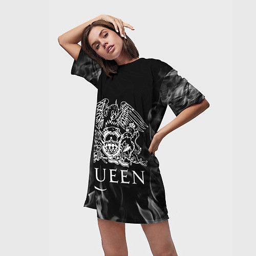 Женская длинная футболка Queen огонь / 3D-принт – фото 3