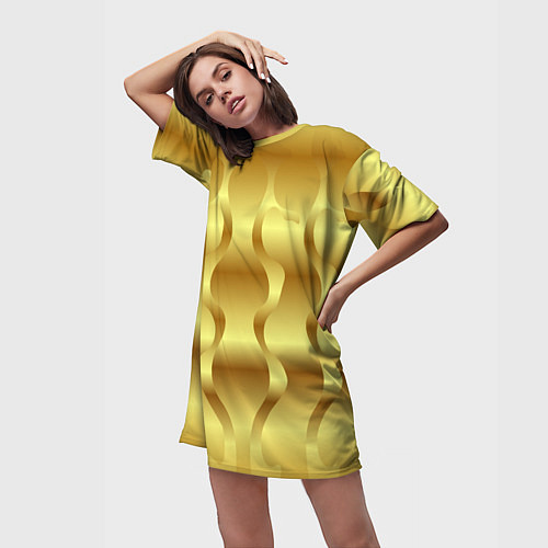 Женская длинная футболка Золото абстрактная графика / 3D-принт – фото 3