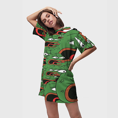 Женская длинная футболка Пепе лягушка / 3D-принт – фото 3