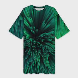 Футболка женская длинная Объёмные острые зелёные фигуры, цвет: 3D-принт