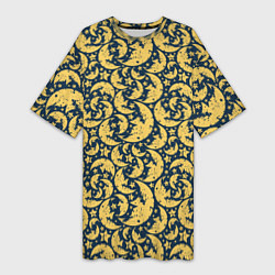 Футболка женская длинная Луна гранж, цвет: 3D-принт