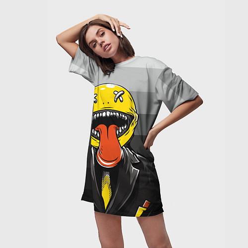 Женская длинная футболка Самый страшный и веселый смайл / 3D-принт – фото 3