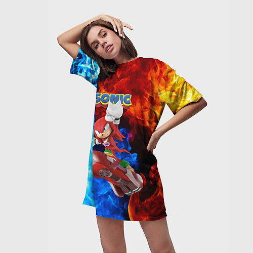 Женская длинная футболка Knuckles Echidna - Sonic - Video game / 3D-принт – фото 3