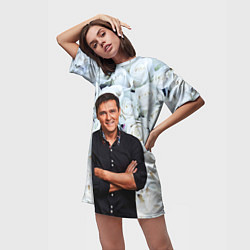 Футболка женская длинная Шатунов на фоне роз, цвет: 3D-принт — фото 2