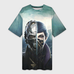 Футболка женская длинная Dishonored - Эмили Колдуин, цвет: 3D-принт