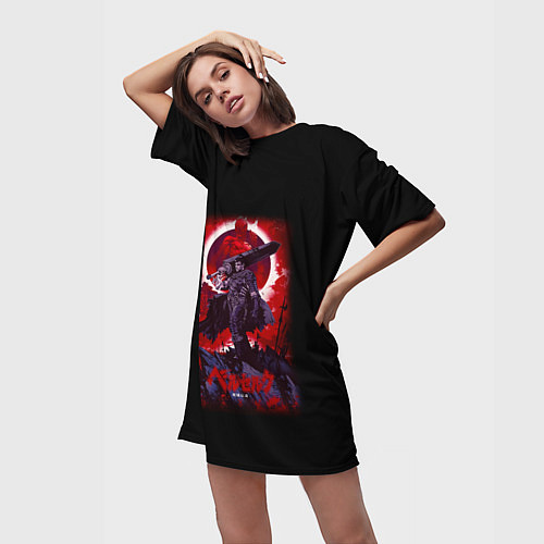 Женская длинная футболка Берсерк Гатс стоит на скале / 3D-принт – фото 3