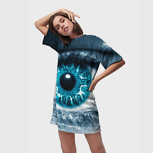 Женская длинная футболка Инопланетный глаз / 3D-принт – фото 3