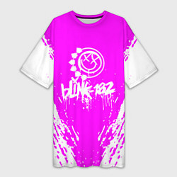 Футболка женская длинная Blink 182 краска, цвет: 3D-принт