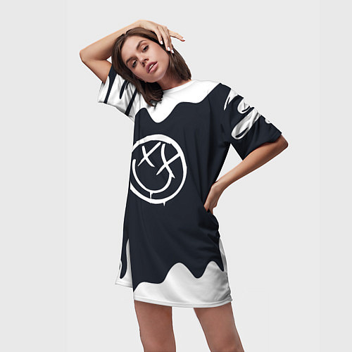 Женская длинная футболка Blink 182 потеки / 3D-принт – фото 3