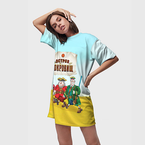 Женская длинная футболка Остров сокровищ - персонажи / 3D-принт – фото 3