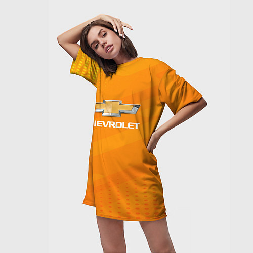 Женская длинная футболка Chevrolet абстракция / 3D-принт – фото 3