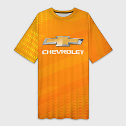 Футболка женская длинная Chevrolet абстракция, цвет: 3D-принт