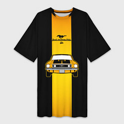 Футболка женская длинная Авто ford mustang, цвет: 3D-принт