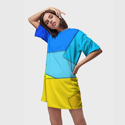 Женская длинная футболка Простой геометрический фон / 3D-принт – фото 3