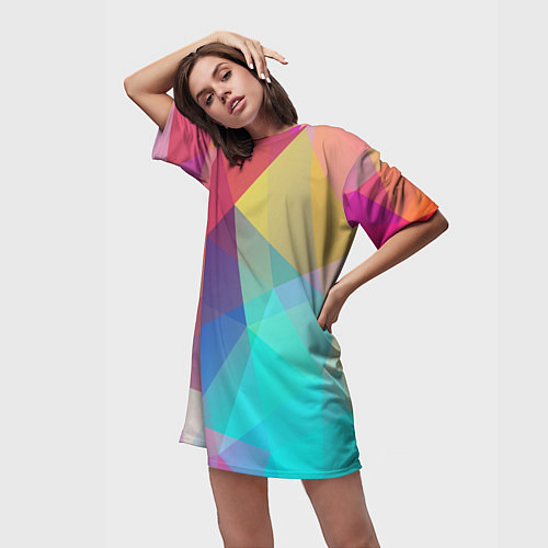 Женская длинная футболка Нежный разноцветный фон / 3D-принт – фото 3