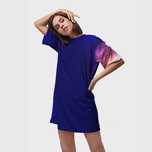 Женская длинная футболка Темно синий фон / 3D-принт – фото 3