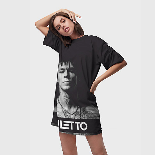 Женская длинная футболка Данил Прытков черно-белая фотография / 3D-принт – фото 3