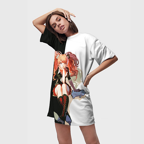 Женская длинная футболка Джунко Эношима - Danganronpa / 3D-принт – фото 3