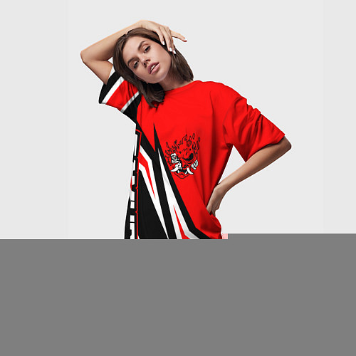 Женская длинная футболка Samurai - Киберпанк 2077 - Красный спорт / 3D-принт – фото 3