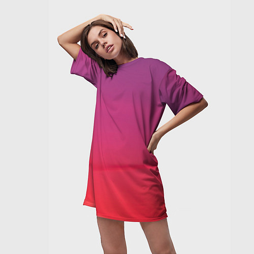Женская длинная футболка Красное небо / 3D-принт – фото 3