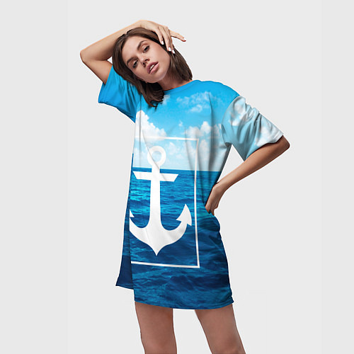 Женская длинная футболка Anchor - marine theme / 3D-принт – фото 3
