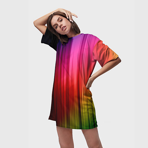 Женская длинная футболка Цветной спектр / 3D-принт – фото 3