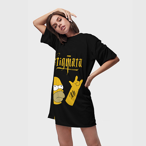 Женская длинная футболка Stigmata Сипмсоны Гомер / 3D-принт – фото 3