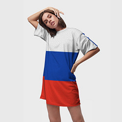 Футболка женская длинная Триколор - флаг России плетёный, цвет: 3D-принт — фото 2