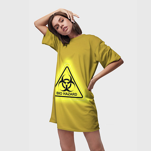 Женская длинная футболка Biohazard - биологическая опасность / 3D-принт – фото 3
