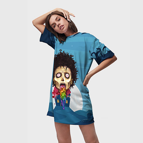 Женская длинная футболка Зомби с радугой / 3D-принт – фото 3