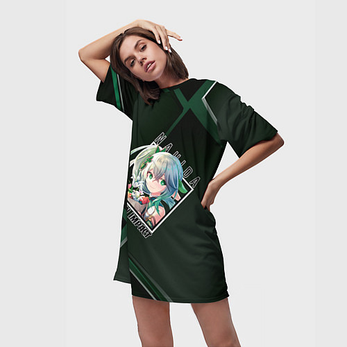 Женская длинная футболка Нахида в ромбе / 3D-принт – фото 3