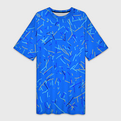 Футболка женская длинная Особый Сине-голубой абстрактный, цвет: 3D-принт