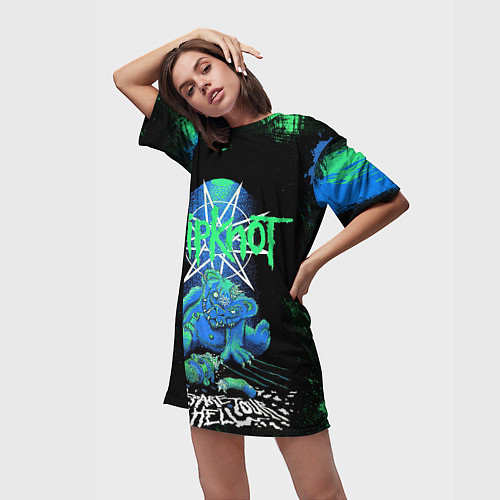 Женская длинная футболка Slipknot monster / 3D-принт – фото 3