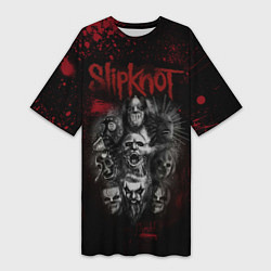 Футболка женская длинная Slipknot dark red, цвет: 3D-принт