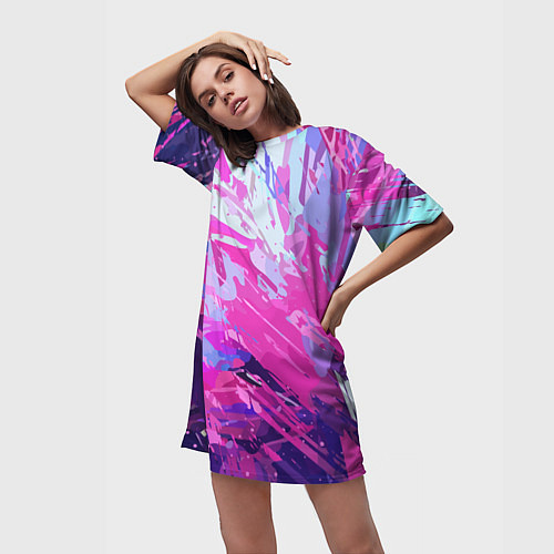 Женская длинная футболка Фиолетовые оттенки / 3D-принт – фото 3