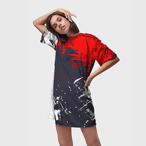 Женская длинная футболка Абстрактные брызги / 3D-принт – фото 3