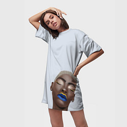 Футболка женская длинная Портрет афро девушки, цвет: 3D-принт — фото 2