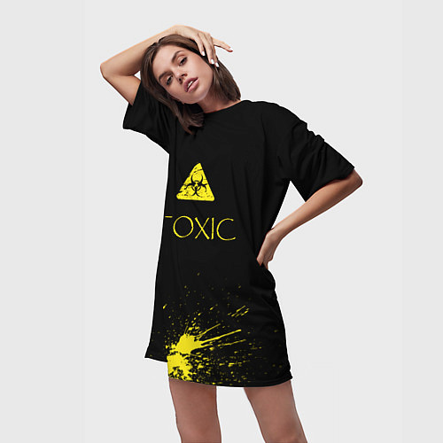 Женская длинная футболка TOXIC - Биологическая опасность / 3D-принт – фото 3