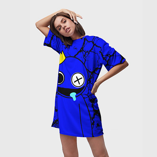 Женская длинная футболка Радужные друзья персонаж Синий / 3D-принт – фото 3