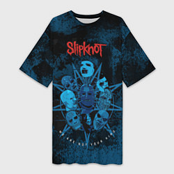 Футболка женская длинная Slipknot blue, цвет: 3D-принт