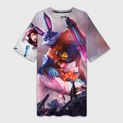 Футболка женская длинная Free Fire - Кролик, цвет: 3D-принт