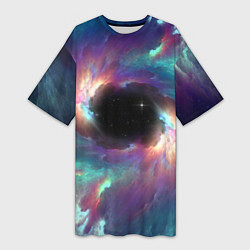 Женская длинная футболка Разноцветное космическое завихрение