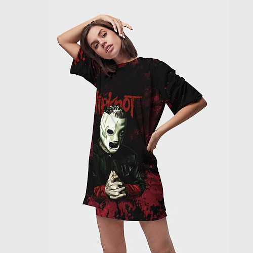 Женская длинная футболка Slipknot dark art / 3D-принт – фото 3