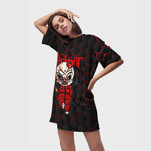 Женская длинная футболка Slipknot объемные соты / 3D-принт – фото 3