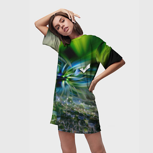 Женская длинная футболка Манитные поля - абстракция / 3D-принт – фото 3