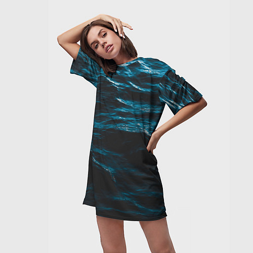 Женская длинная футболка Глубокое море / 3D-принт – фото 3