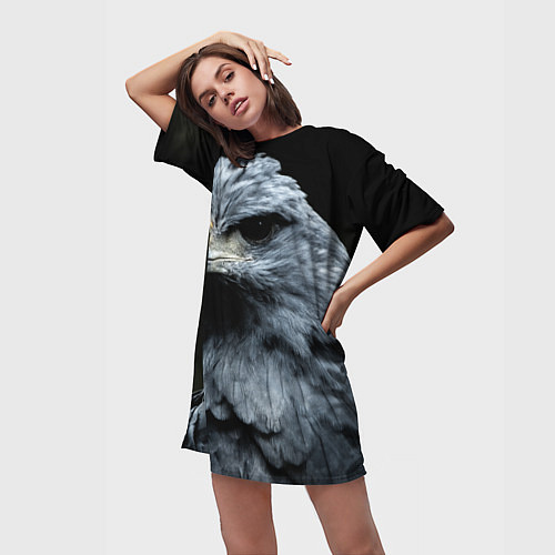 Женская длинная футболка Oрёл / 3D-принт – фото 3